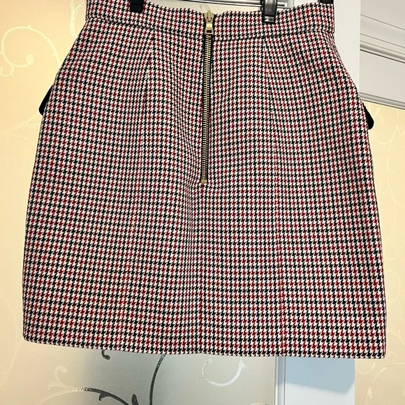 BALMAIN HIGH WAIST BUTTON HOUNDSTOOTH MINI SKIRT SIZE FR 38 US